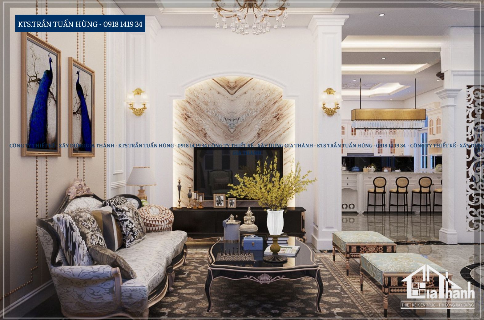 Phòng khách - Biệt thự cổ điển Chị Hoa