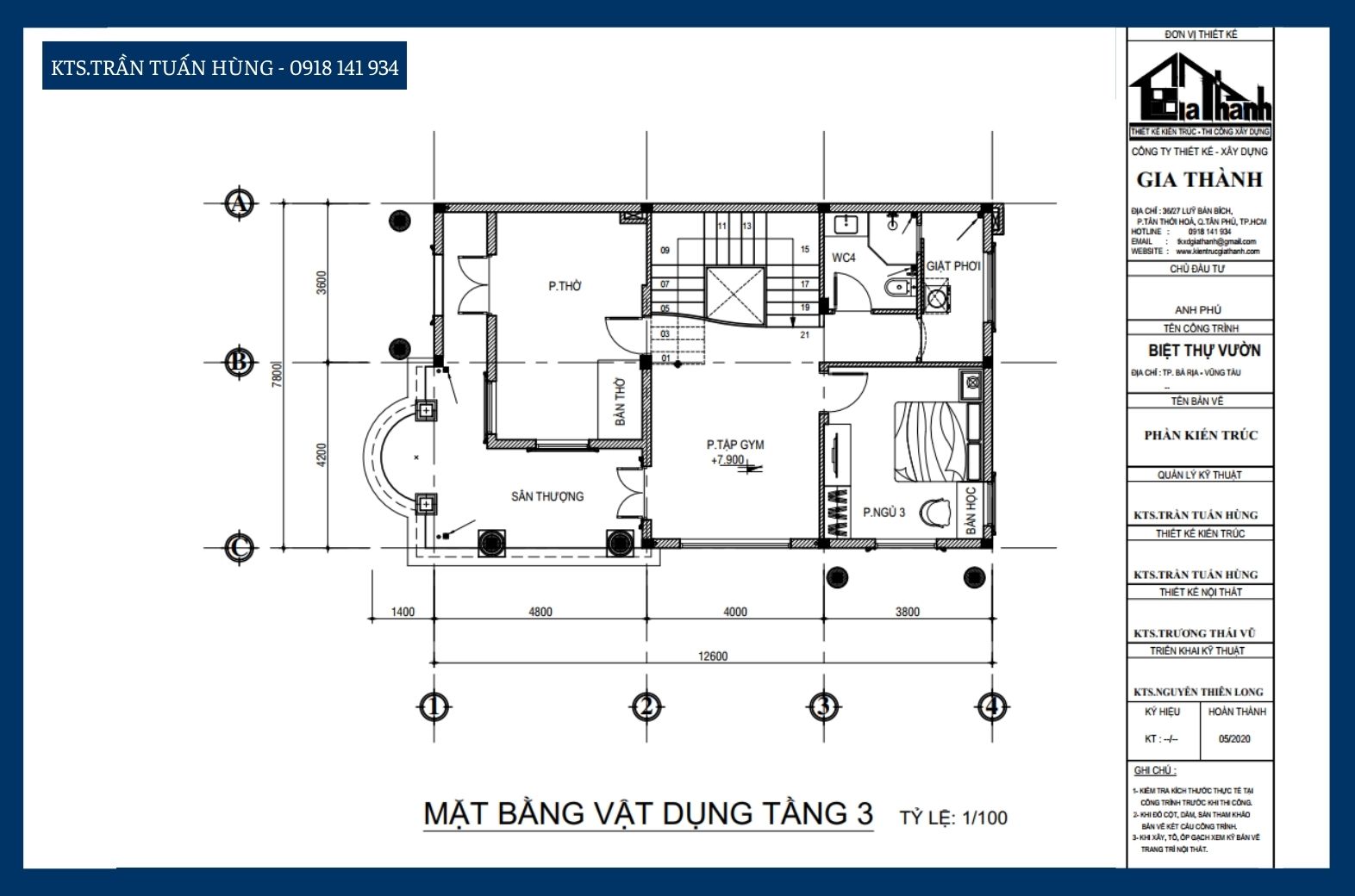 Mặt bằng lầu 3