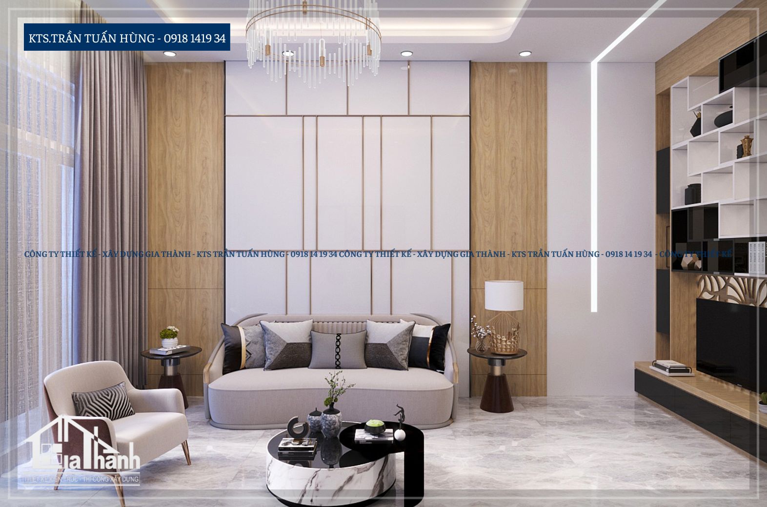 Phòng khách - Nhà phố hiện đại - Kiến Trúc Gia Thành