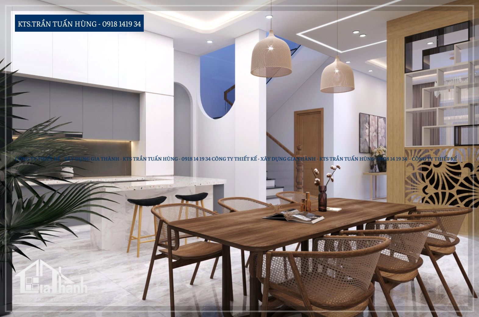 Khu bếp và phòng ăn - Nhà phố hiện đại - Kiến Trúc Gia Thành