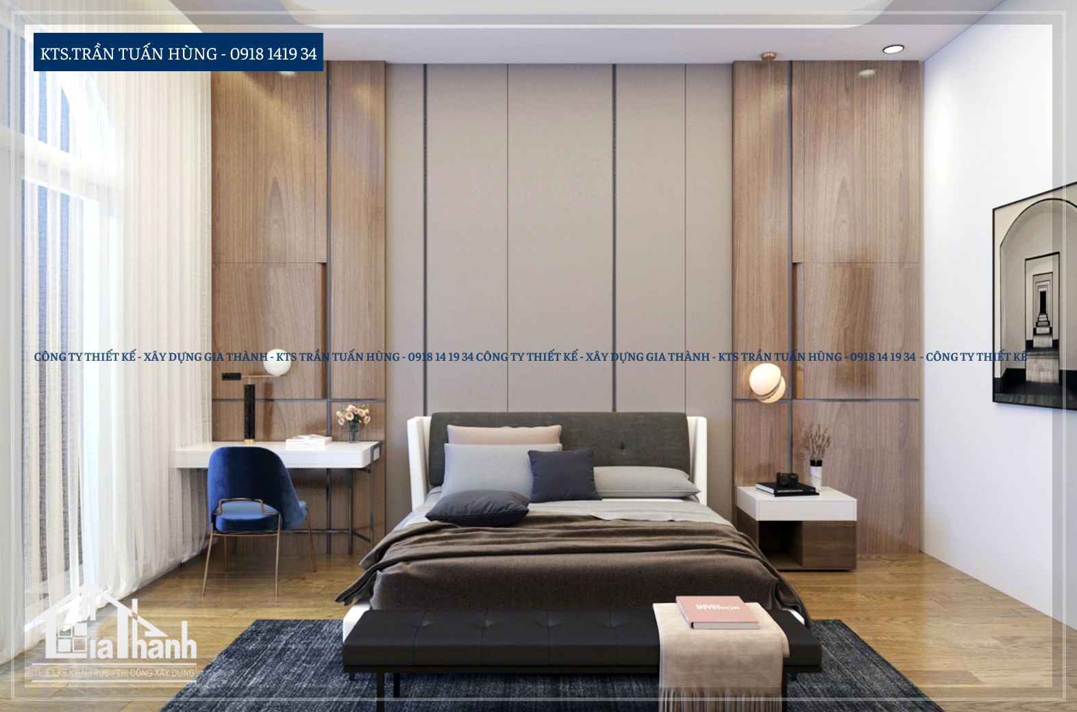 Phòng ngủ master - Nhà phố hiện đại - Kiến Trúc Gia Thành