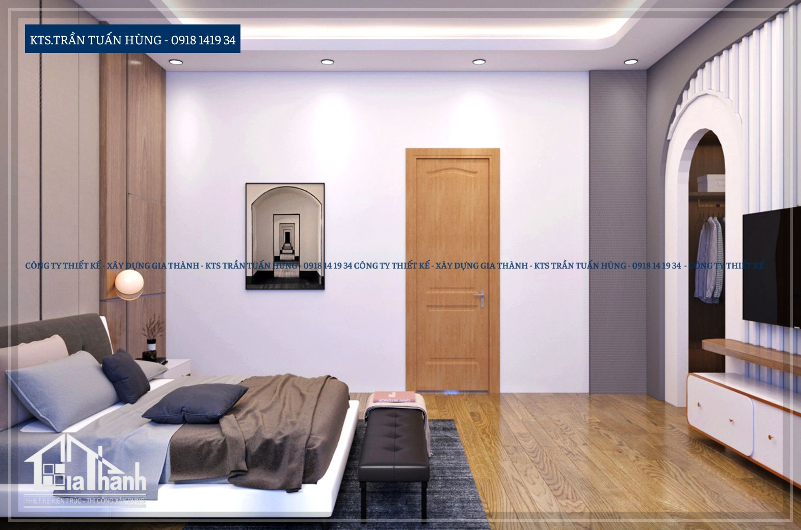 Phòng ngủ master - Nhà phố hiện đại - Kiến Trúc Gia Thành