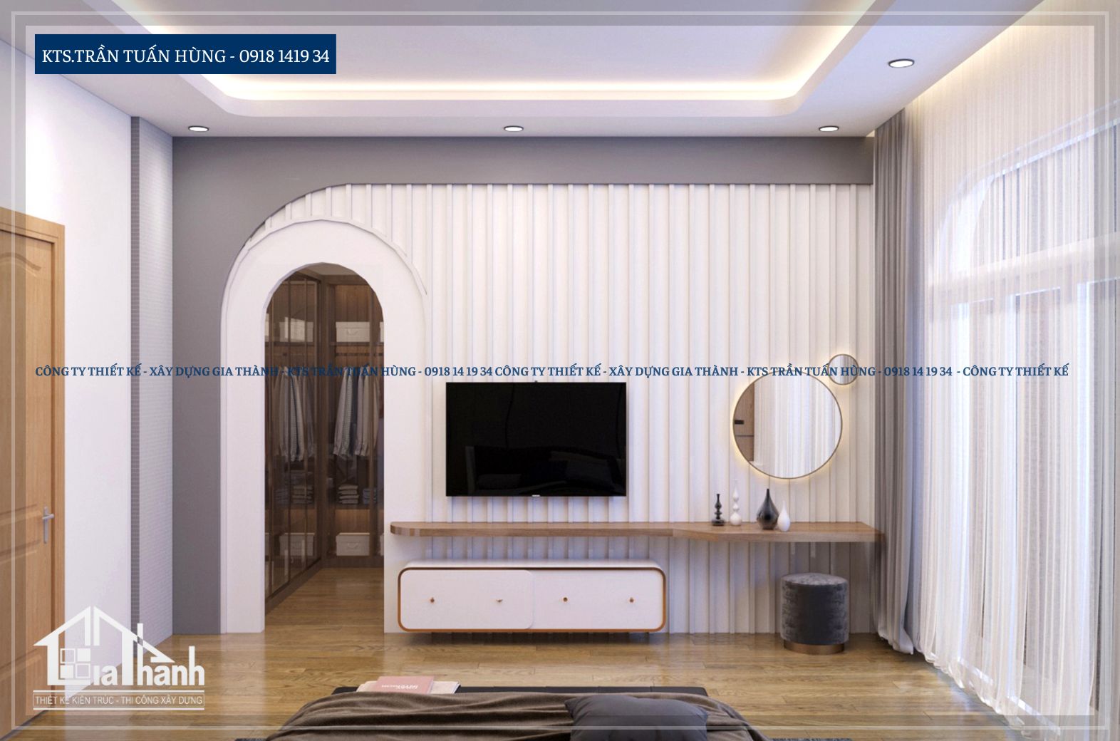 Phòng ngủ master - Nhà phố hiện đại - Kiến Trúc Gia Thành