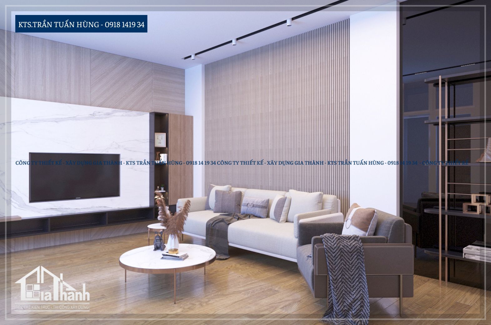 Phòng sinh hoạt chung - Nhà phố hiện đại - Kiến Trúc Gia Thành