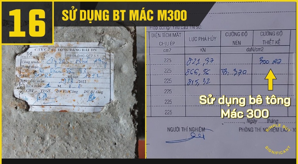 Sử dụng bê tông M300 và tăng độ dày sàn