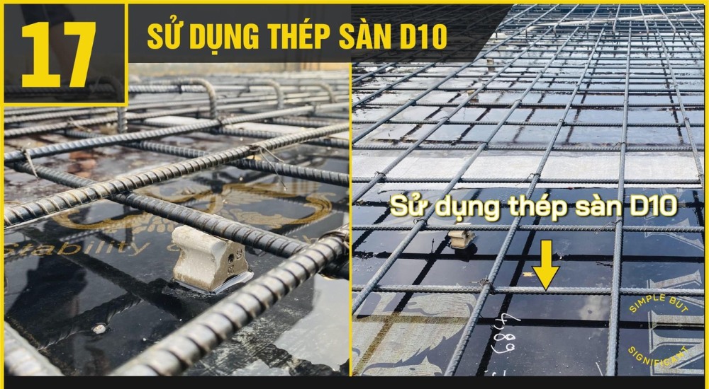 Thép sàn chịu lực sử dụng D10 thay vì D8