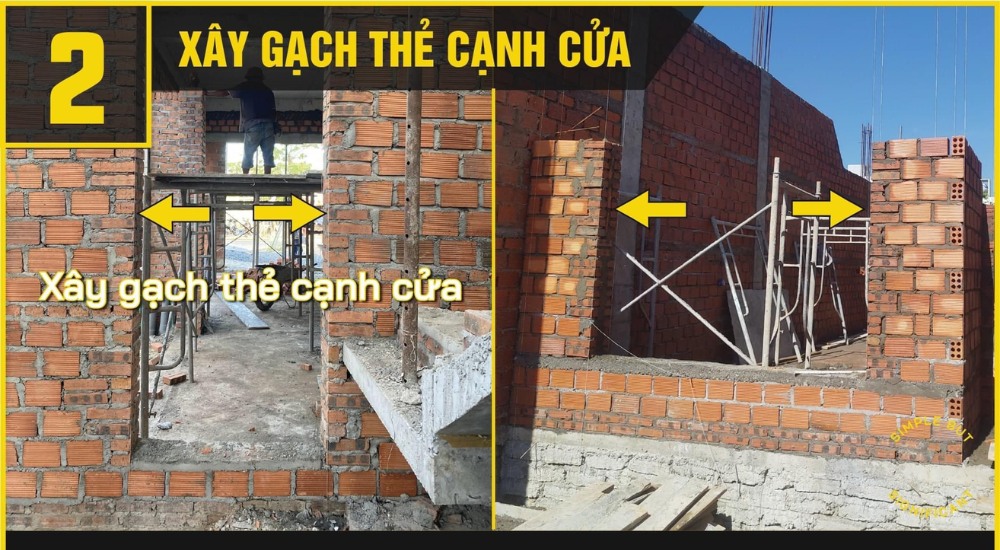 Xây cạnh cửa bằng gạch thẻ
