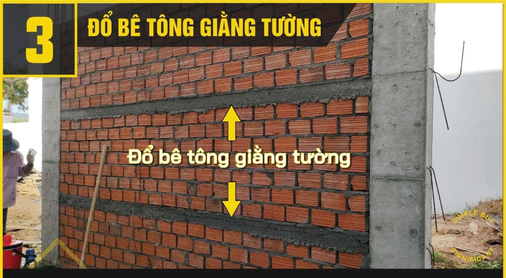 Đổ giằng tường bằng bê tông cốt thép