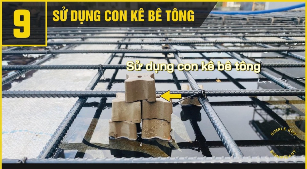Sử dụng con kê bê tông cho thép bảo vệ